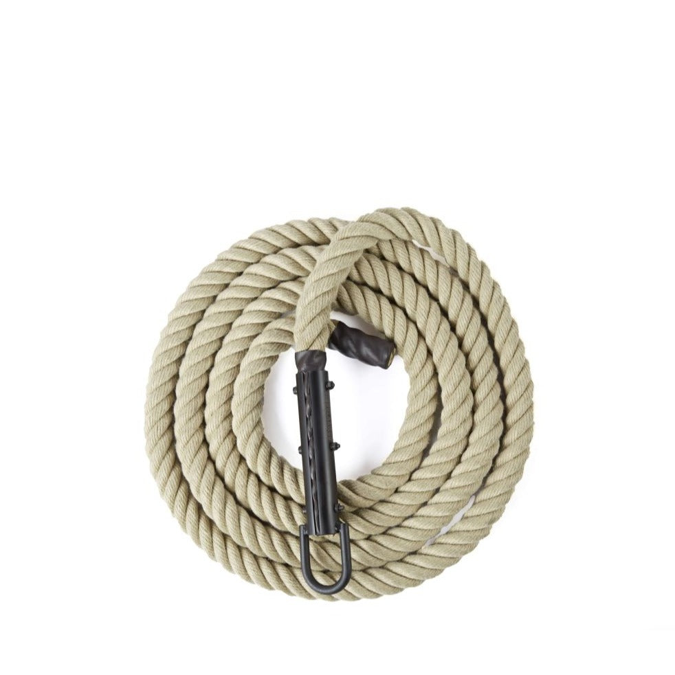 CUERDA DE TREPA CÁÑAMO SINTÉTICO DE 5 M. DIAMETRO 34 MM (Anclaje Clamp Incluido) - SINGULARWOD